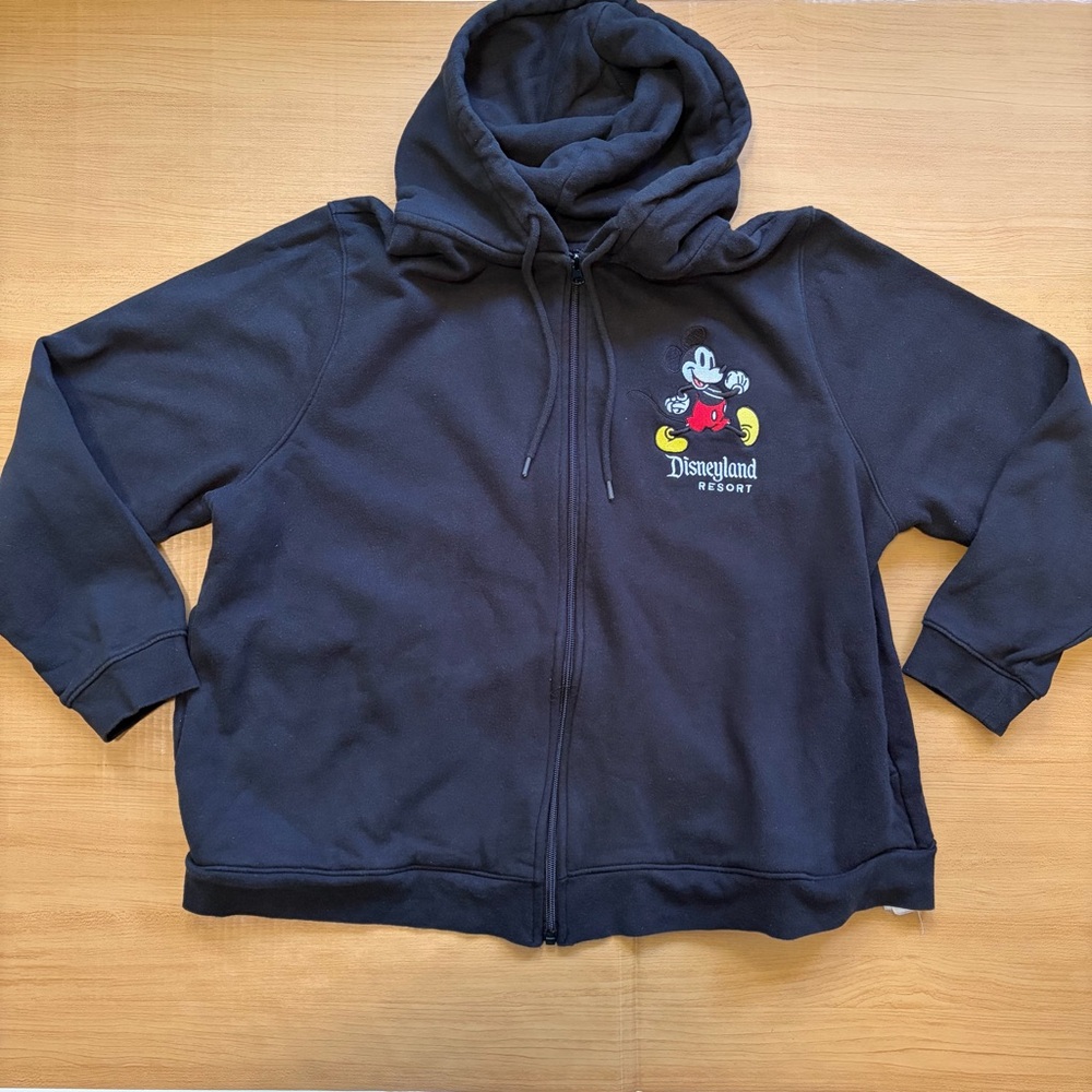 FREE SHIPPING Disney Mickey Mouse Black Full Zip Hoodie Fleece 1X Plus